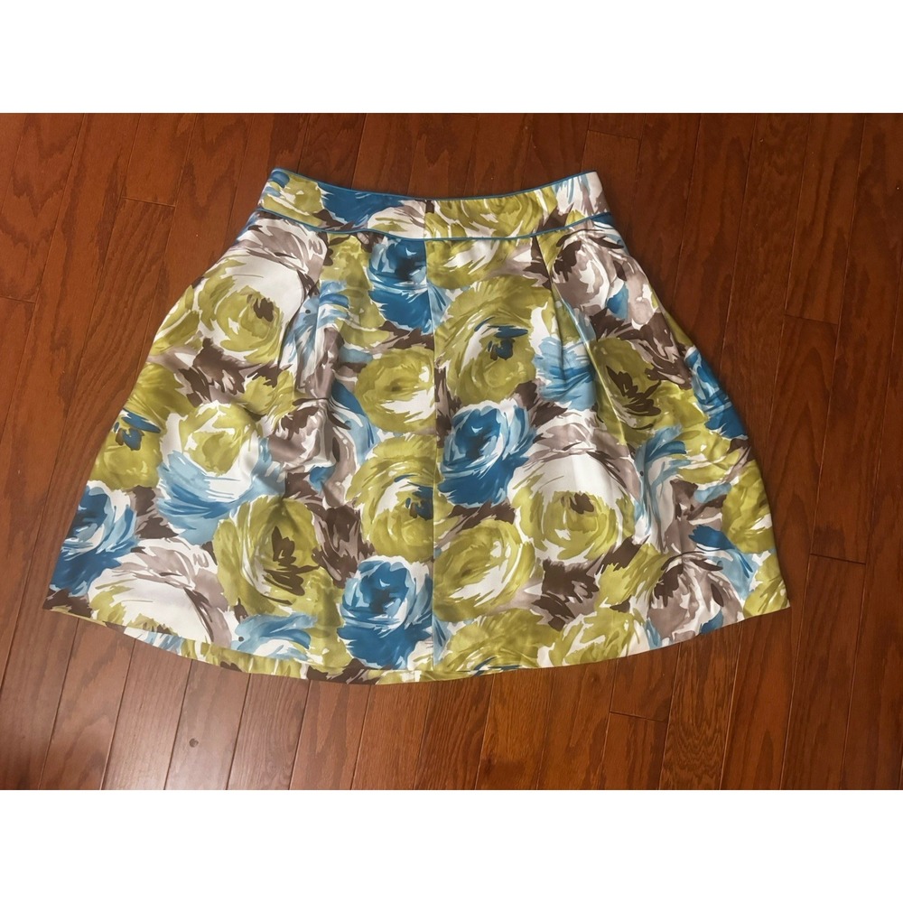 Talbots 100% Silk Floral Lined A-Line Skirt‎ Sz 14 Artsy Painting Garden Print